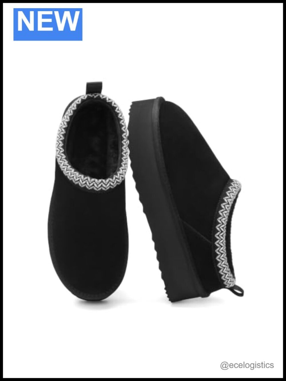 Genuine Suede Platform Slippers with Non-slip Outsole, Cozy Faux Fur Lining